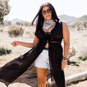 Duster length crochet tank